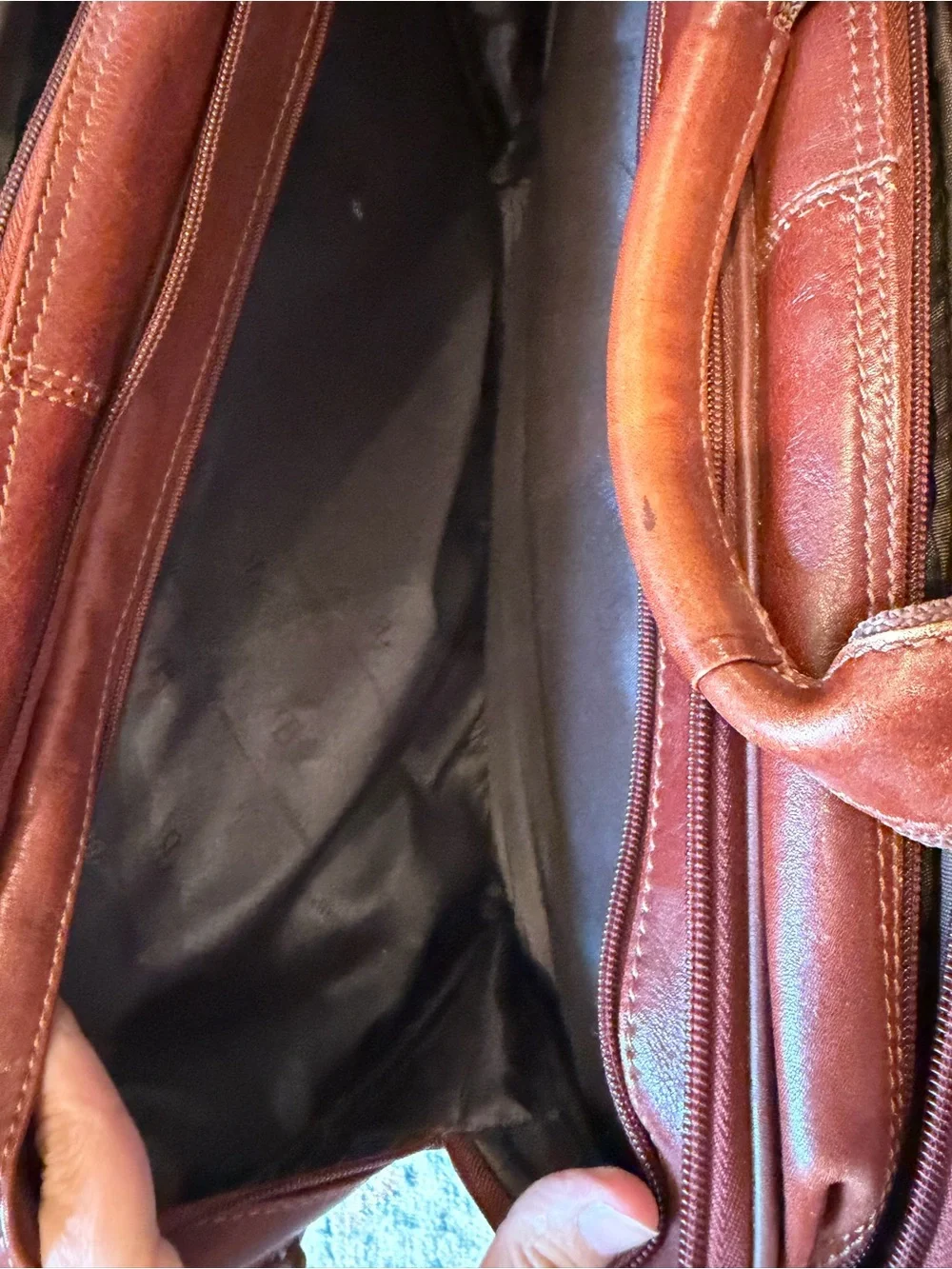 Bellino Brown Leather Laptop Briefcase with Gold Hardware